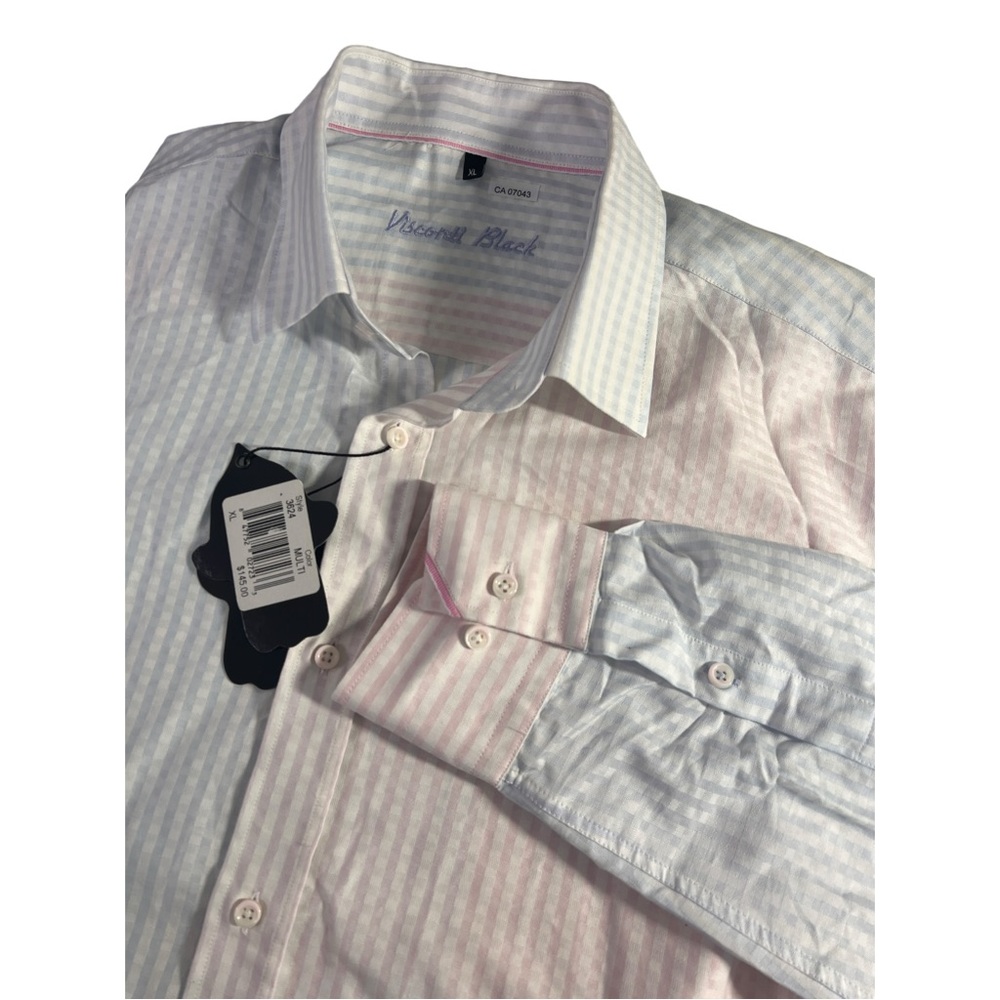 Visconti‎ Black Mens Long Sleeve Style 3624 XL Limited Edition Fabric Pink Blue
